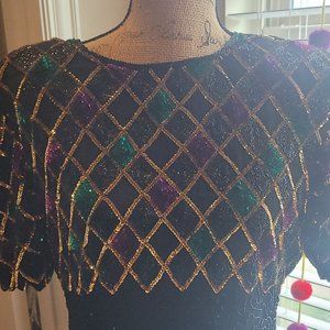 Vintage Mardi Gras beaded gown